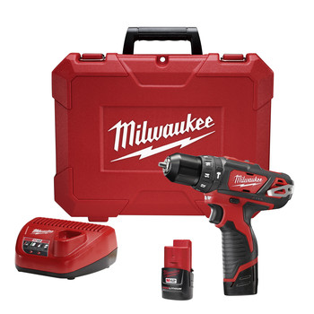 Milwaukee 2408-21 M12 12V Cordless Lithium-Ion 3\/8 in. Hammer Drill\/Driver Kit