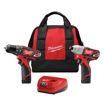 Milwaukee 2497-22 M12 12V Cordless Lithium-Ion 3\/8 in. Hammer Drill and Impact Driver Combo Kit