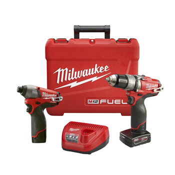Milwaukee 2597-22 M12 FUEL 12V Cordless Lithium-Ion 1\/2 in. Hammer Drill Driver & Impact Driver Combo Kit