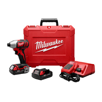 Milwaukee 2656-22CT M18 18V Cordless Lithium-Ion 1\/4 in. Hex Compact Impact Driver Kit
