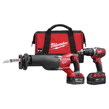 Milwaukee 2694-22 M18 18V Cordless Lithium-Ion 1\/2 in. Hammer Drill and Sawzall Recip Saw Combo Kit