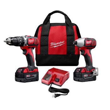 Milwaukee 2697-22 M18 18V Cordless Lithium-Ion 1\/2 in. Hammer Drill and Impact Driver High Performance Combo Kit