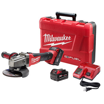 Milwaukee 2781-22 M18 FUEL 18V Cordless 4-1\/2 in. - 5 in. Slide Switch Grinder with Lock-On and 2 REDLITHIUM Batteries