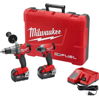 Milwaukee 2897-22 M18 FUEL 18V Cordless Lithium-Ion 1\/2 in. Hammer Drill and 1\/4 in. Hex Impact Driver Kit