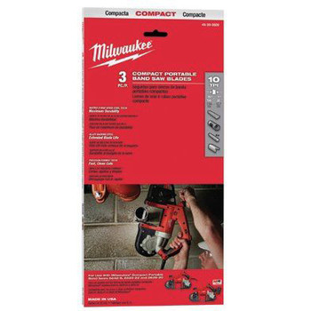 Milwaukee 48-39-0509 10 TPI Compact Portable Band Saw Blade (3-Pack)