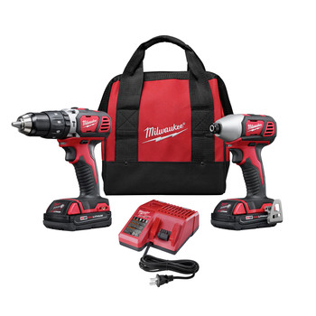 Milwaukee 2697-82CT M18 18V Cordless Lithium-Ion 1\/2 in. Compact Hammer Drill and Impact Driver Combo Kit