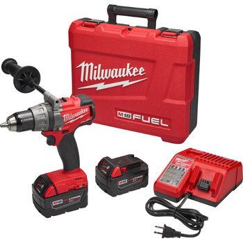 Milwaukee 2703-82 FUEL M18 18V Cordless Lithium-Ion 1\/2 in. Brushless Drill Driver Kit with 2 XC 5.0 Ah Batteries