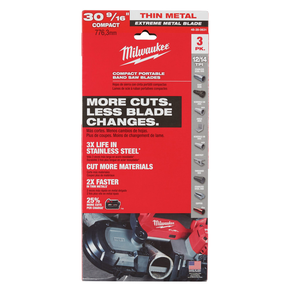Milwaukee 48390631 3Piece 1214 TPI Extreme Thin Metal Compact Band