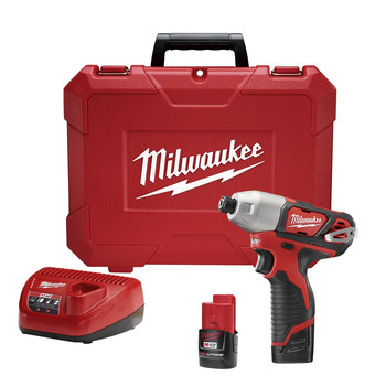 Milwaukee 2462-22 M12 12V Cordless Lithium-Ion 1/4 in. Hex Impact Driver Kit Milwaukee 2462-22 M12 12V Cordless Lithium-Ion 1/4 in. Hex Impact Driver Kit