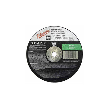 Milwaukee 49-94-7055 7 in. x 1/8 in. x 5/8 in. Cutting Wheel Milwaukee 49-94-7055 7 in. x 1/8 in. x 5/8 in. Cutting Wheel