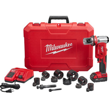 Milwaukee 2677-21 M18 Force Logic Cordless Lithium-Ion 6T 1/2 in. - 2 in. Knockout Tool Kit Milwaukee 2677-21 M18 Force Logic Cordless Lithium-Ion 6T 1/2 in. - 2 in. Knockout Tool Kit