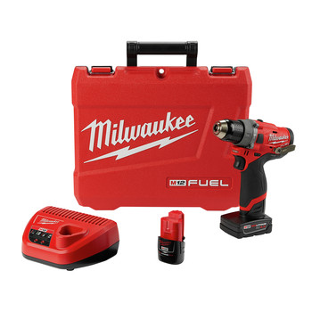 Milwaukee 2504-22 M12 FUEL Lithium-Ion 1/2 in. Cordless Hammer Drill Kit (2 Ah / 4 Ah) Milwaukee 2504-22 M12 FUEL Lithium-Ion 1/2 in. Cordless Hammer Drill Kit (2 Ah / 4 Ah)
