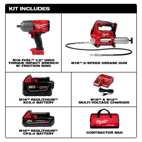 Milwaukee 2767 22gg M18 Fuel 1 2 In High Torque Impact Wrench Kit With Friction Ring And Free Grease Gun Cpo Milwaukee Milwaukee 2767 22gg M18 Fuel 1 2 In High Torque Impact Wrench Kit With Friction Ring And Free Grease Gun Cpo Milwaukee