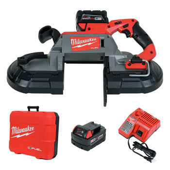 ROOT | Milwaukee 2729-22 M18 FUEL Cordless Lithium-Ion Deep Cut Band Saw with (2) XC 5 Ah Li-Ion Batteries