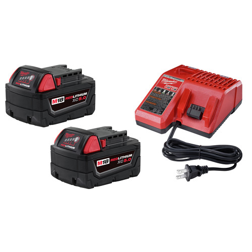 Milwaukee 48 59 1850p M18 Redlithium Xc 5 Ah Lithium Ion Battery 2 Pack And M18 M12 Charger Kit Cpo Milwaukee