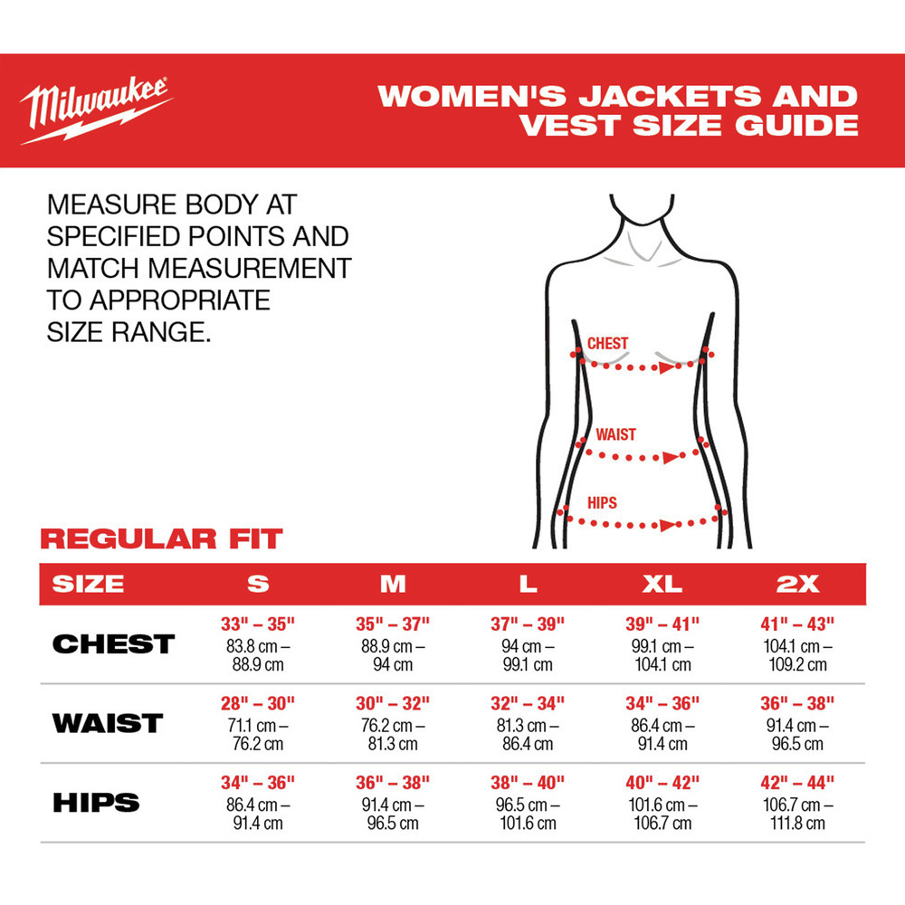 Milwaukee Heated Jacket Sizing Chart