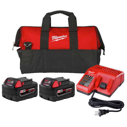Milwaukee 48 59 1852p M18 Redlithium Xc 5 Ah Lithium Ion Battery 2 Pack Charger And Bag Kit Cpo Milwaukee