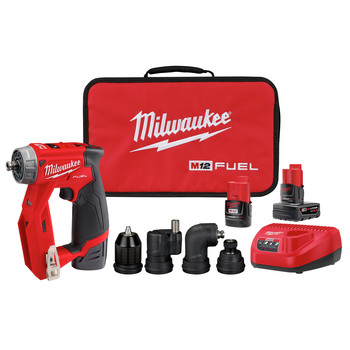 Milwaukee 2505-22-48-11-2460 M12 FUEL Brushless Lithium-Ion Multi Head Drill Driver Kit with (2) 2 Ah Batteries and (1) XC 6 Ah Battery