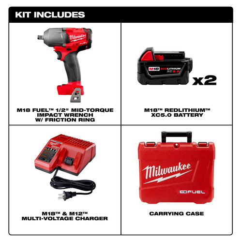 Milwaukee 286122 M18 FUEL 12 in. MidTorque Impact Wrench Kit with