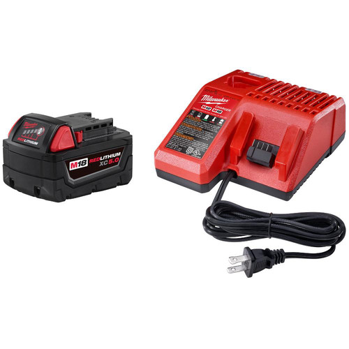 Milwaukee 48 59 1850 M18 Redlithium Xc 5 Ah Lithium Ion Battery And Charger Kit Cpo Milwaukee