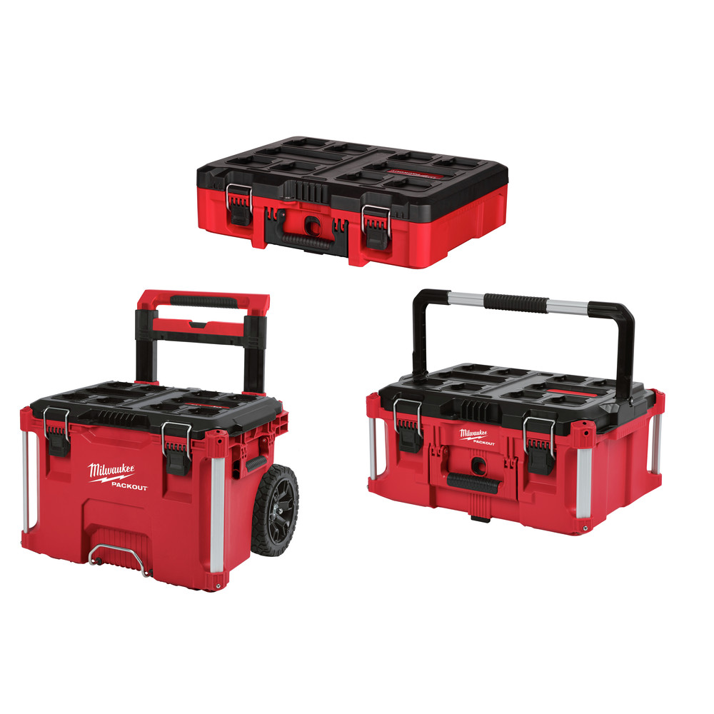 Milwaukee 4822842684258450 PACKOUT 3pc Kit Rolling Tool Box, Large