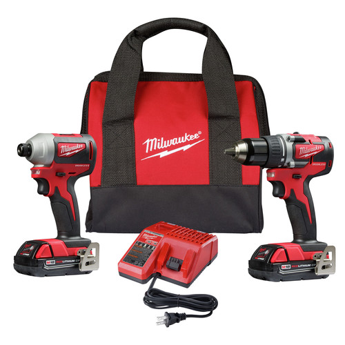 Milwaukee 2892 22ct M18 Lithium Ion Compact Brushless 1 2 In Cordless Drill Driver 1 4 In Cordless Impact Driver Combo Kit 2 Ah Cpo Milwaukee
