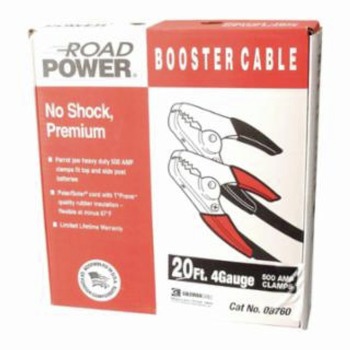 JUMPER CABLES AND STARTERS | Coleman Cable 087600108 20 ft. 4 Gauge 500 Amp Black Auto-Booster Cables with Heavy-Duty Parrot Jaw