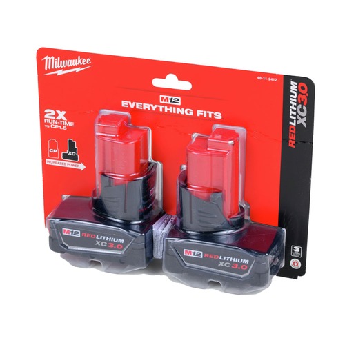 Milwaukee 48 11 2412 M12 Redlithium Xc 3 Ah Lithium Ion Battery 2 Pack Cpo Milwaukee