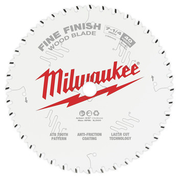 Milwaukee 48-40-0726 7-1/4 in. 40T Fine Finish Circular Saw Blade Milwaukee 48-40-0726 7-1/4 in. 40T Fine Finish Circular Saw Blade