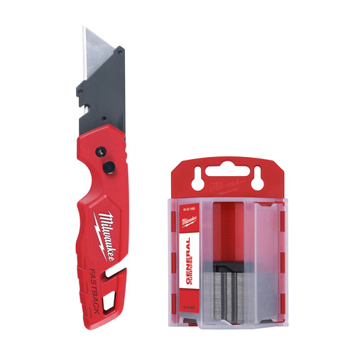 Milwaukee 48 22 1504 Fastback Folding Utility Knife With Blade Storage And 50 Piece General Purpose Utility Blade Set Cpo Milwaukee