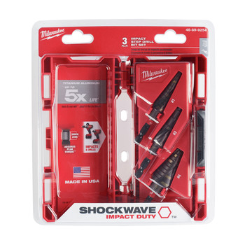 Milwaukee 48-89-9254 SHOCKWAVE Impact Duty Step Bit 3-Piece Set (#1, #2, #4) Milwaukee 48-89-9254 SHOCKWAVE Impact Duty Step Bit 3-Piece Set (#1, #2, #4)