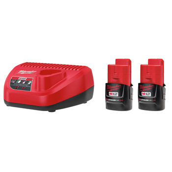 Milwaukee 48-11-2432P M12 REDLITHIUM CP 3 Ah Lithium-Ion Compact Battery (2-Pack) and Charger Kit Milwaukee 48-11-2432P M12 REDLITHIUM CP 3 Ah Lithium-Ion Compact Battery (2-Pack) and Charger Kit