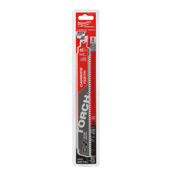Milwaukee 48-00-5502 9 in. 7 TPI TORCH Reciprocating Saw Blade with Carbide Teeth (5-Pack) Milwaukee 48-00-5502 9 in. 7 TPI TORCH Reciprocating Saw Blade with Carbide Teeth (5-Pack)