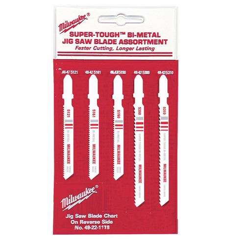 Milwaukee 49 22 1178 5 Piece T Shank Jigsaw Blade Set Cpo Milwaukee