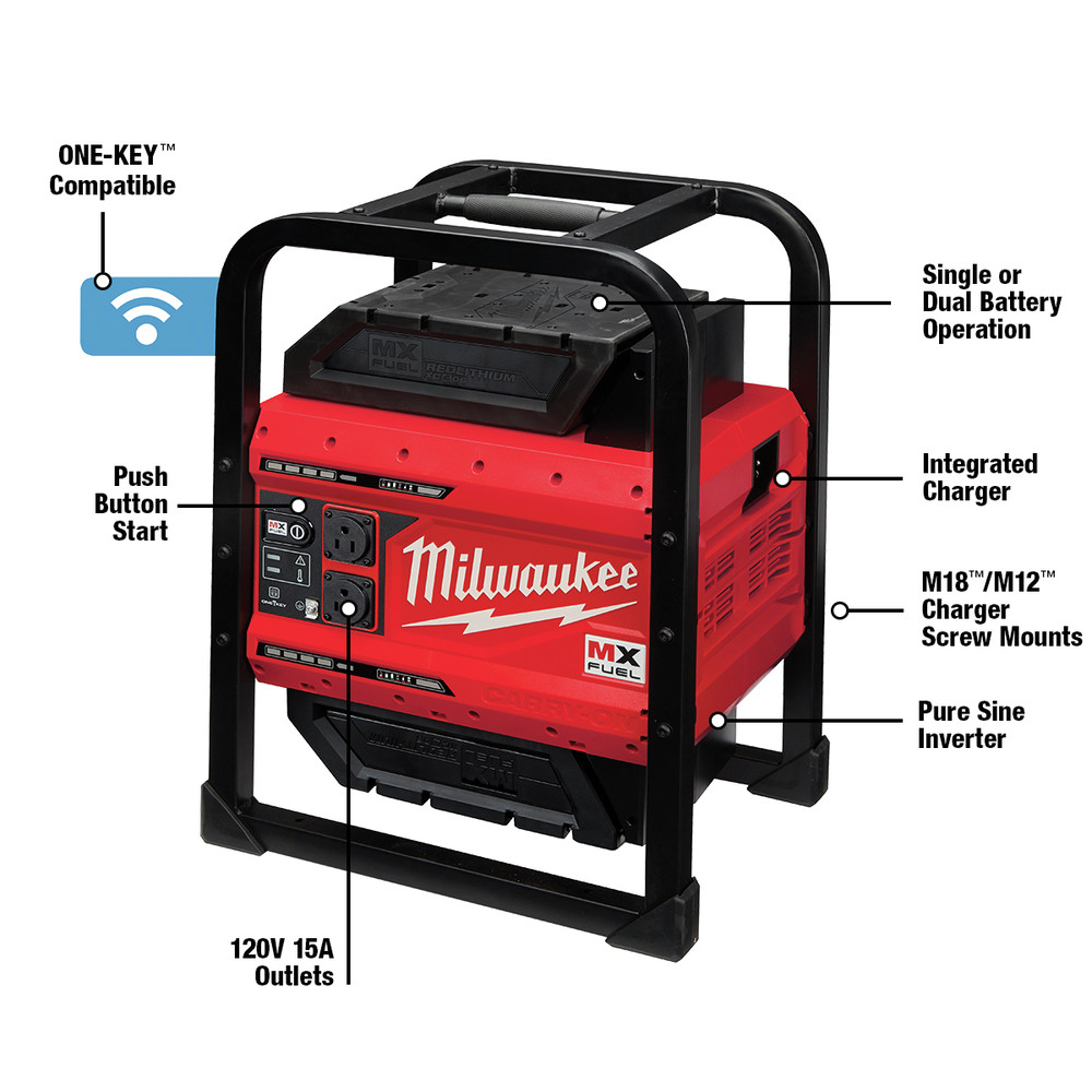 Milwaukee MXF0022XC MX FUEL CARRYON 3600W1800W LithiumIon Cordless Power SupplyGenerator