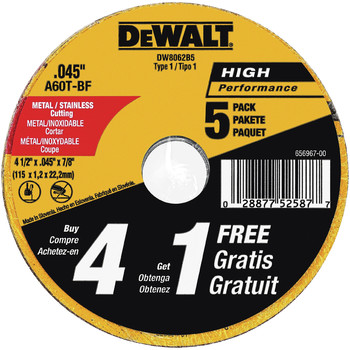Dewalt Dw8062b5 4 1 2 In X 0 045 In Metal And Stainless Steel