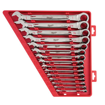 Milwaukee 48-22-9416 15 Pc Ratcheting Combination Wrench Set - SAE Milwaukee 48-22-9416 15 Pc Ratcheting Combination Wrench Set - SAE